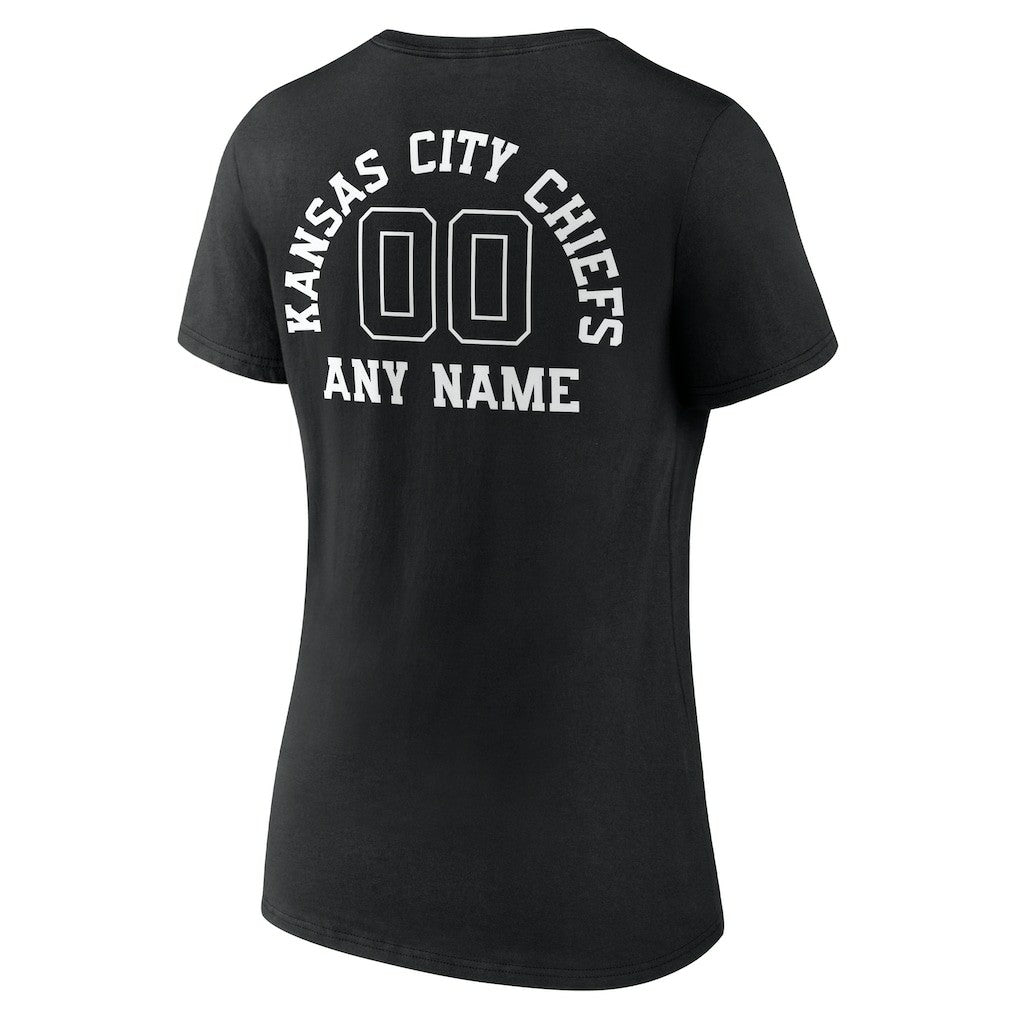Kansas City Chiefs Women's Personalized Name & Number Monochrome V-Neck T-Shirt Black - NFL