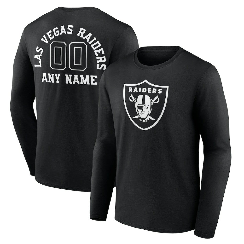 Las Vegas Raiders Personalized Name & Number Monochrome Long Sleeve T-Shirt Black - NFL