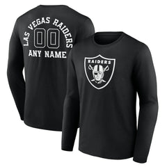 Las Vegas Raiders Personalized Name & Number Monochrome Long Sleeve T-Shirt Black - NFL