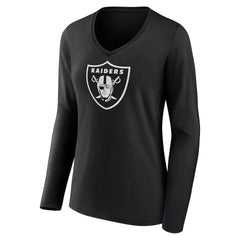 Las Vegas Raiders Women's Personalized Name & Number Monochrome Long Sleeve V-Neck T-Shirt Black - NFL