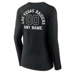 Las Vegas Raiders Women's Personalized Name & Number Monochrome Long Sleeve V-Neck T-Shirt Black - NFL