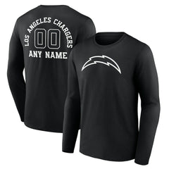 Los Angeles Chargers Personalized Name & Number Monochrome Long Sleeve T-Shirt Black - NFL