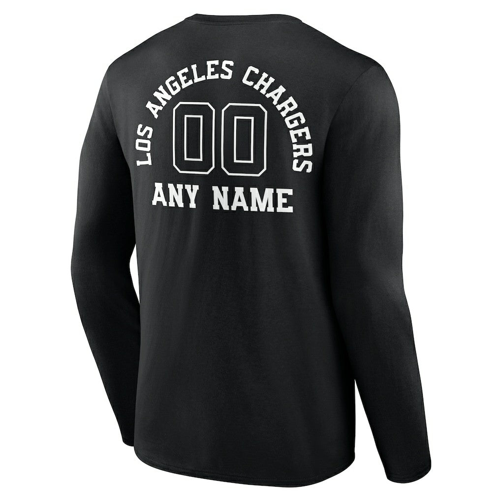 Los Angeles Chargers Personalized Name & Number Monochrome Long Sleeve T-Shirt Black - NFL