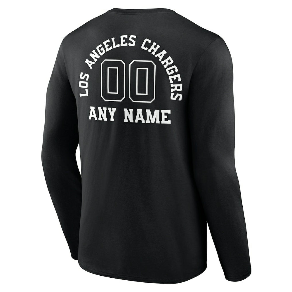 Los Angeles Chargers Personalized Name & Number Monochrome Long Sleeve T-Shirt Black - NFL