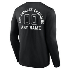Los Angeles Chargers Personalized Name & Number Monochrome Long Sleeve T-Shirt Black - NFL