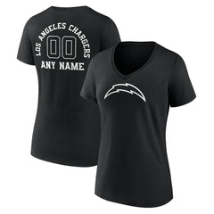 Los Angeles Chargers Women's Personalized Name & Number Monochrome V-Neck T-Shirt Black - NFL