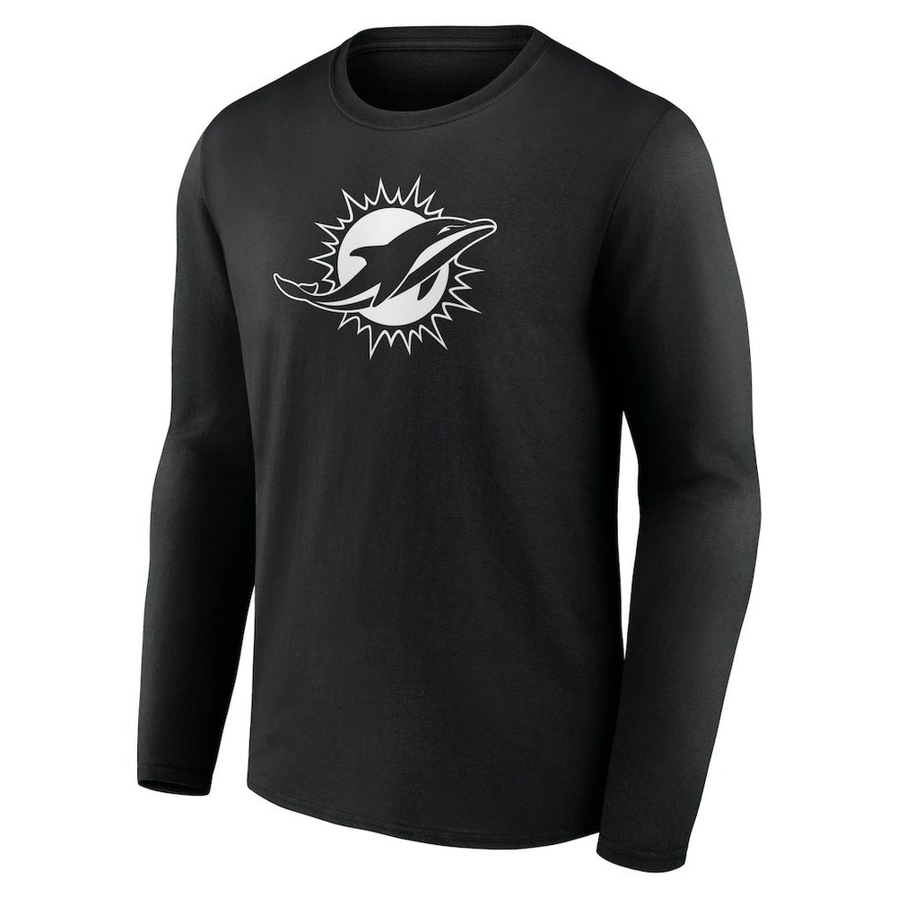 Miami Dolphins Personalized Name & Number Monochrome Long Sleeve T-Shirt Black - NFL