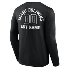 Miami Dolphins Personalized Name & Number Monochrome Long Sleeve T-Shirt Black - NFL