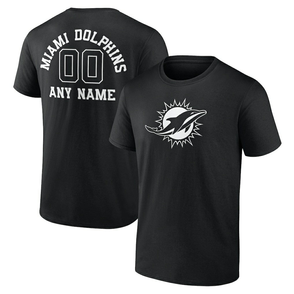 Miami Dolphins Personalized Name & Number Monochrome T-Shirt Black - NFL
