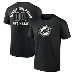 Miami Dolphins Personalized Name & Number Monochrome T-Shirt Black - NFL
