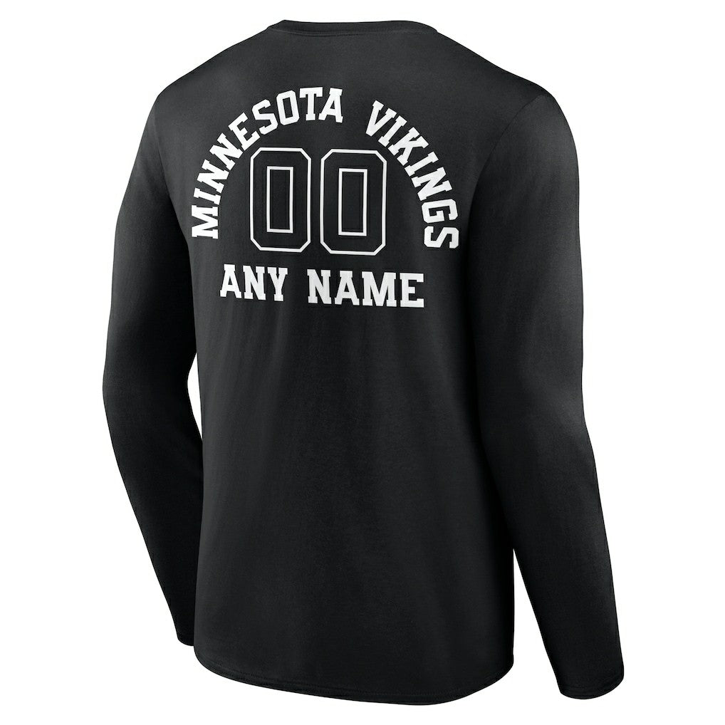 Minnesota Vikings Personalized Name & Number Monochrome Long Sleeve T-Shirt Black - NFL