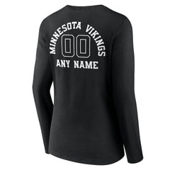 Minnesota Vikings Women's Personalized Name & Number Monochrome Long Sleeve V-Neck T-Shirt Black - NFL