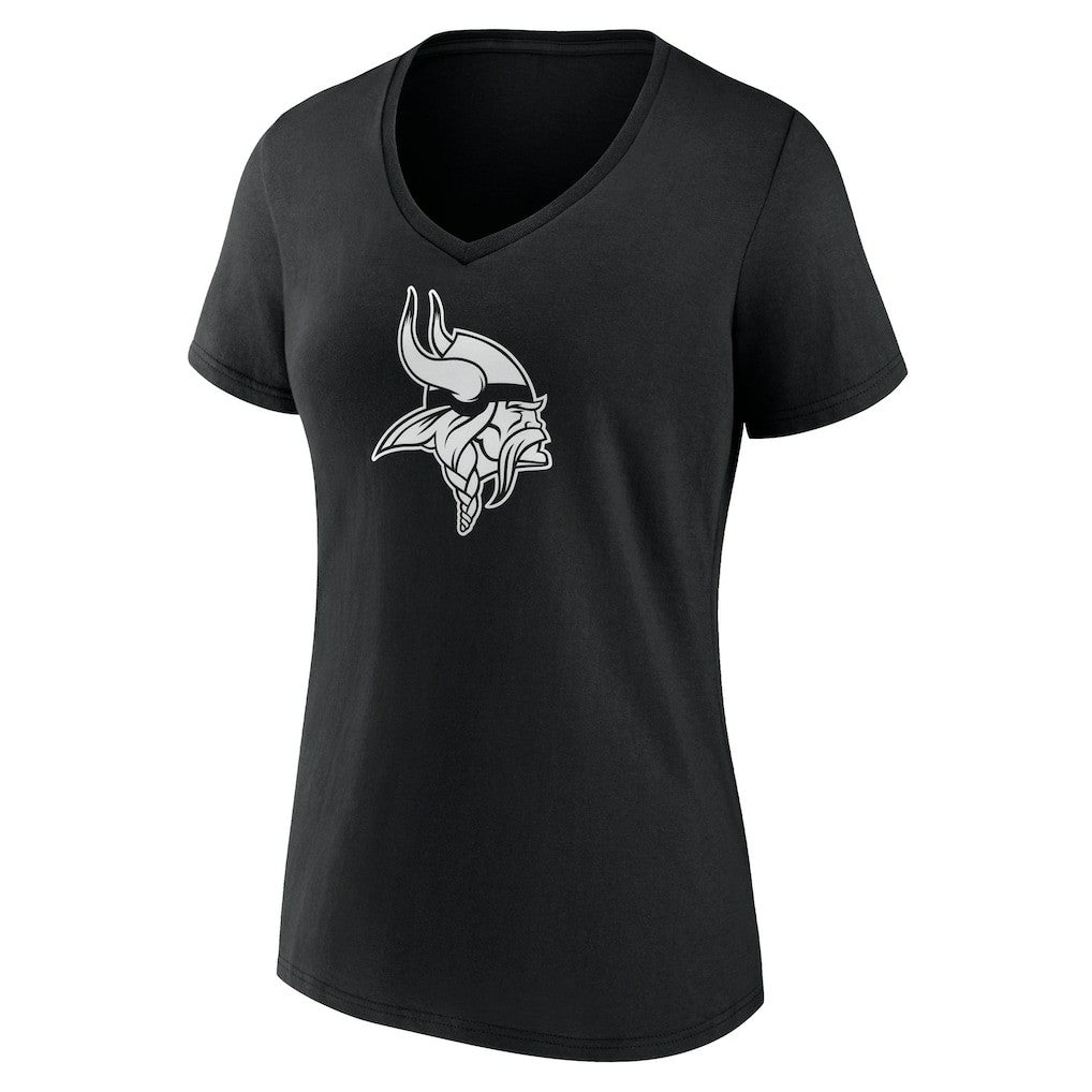 Minnesota Vikings Women's Personalized Name & Number Monochrome V-Neck T-Shirt Black - NFL