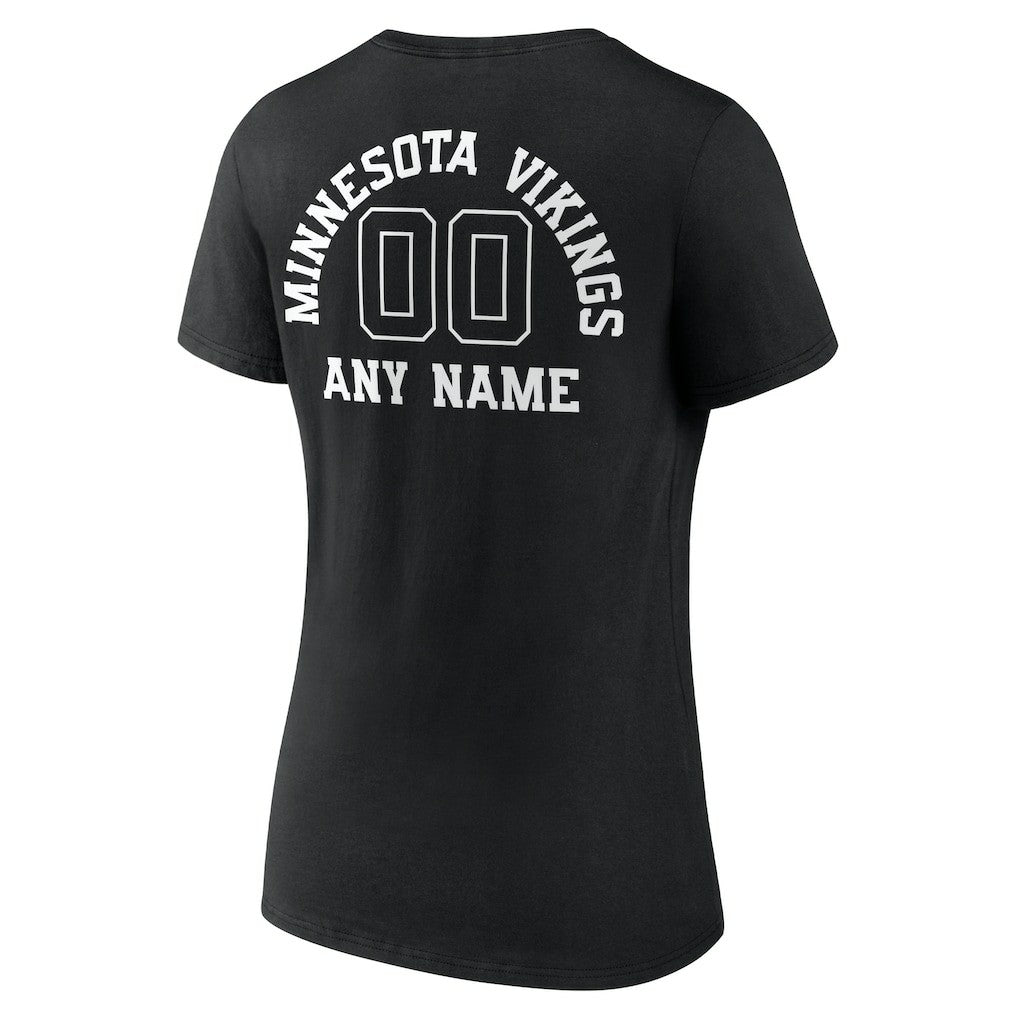 Minnesota Vikings Women's Personalized Name & Number Monochrome V-Neck T-Shirt Black - NFL