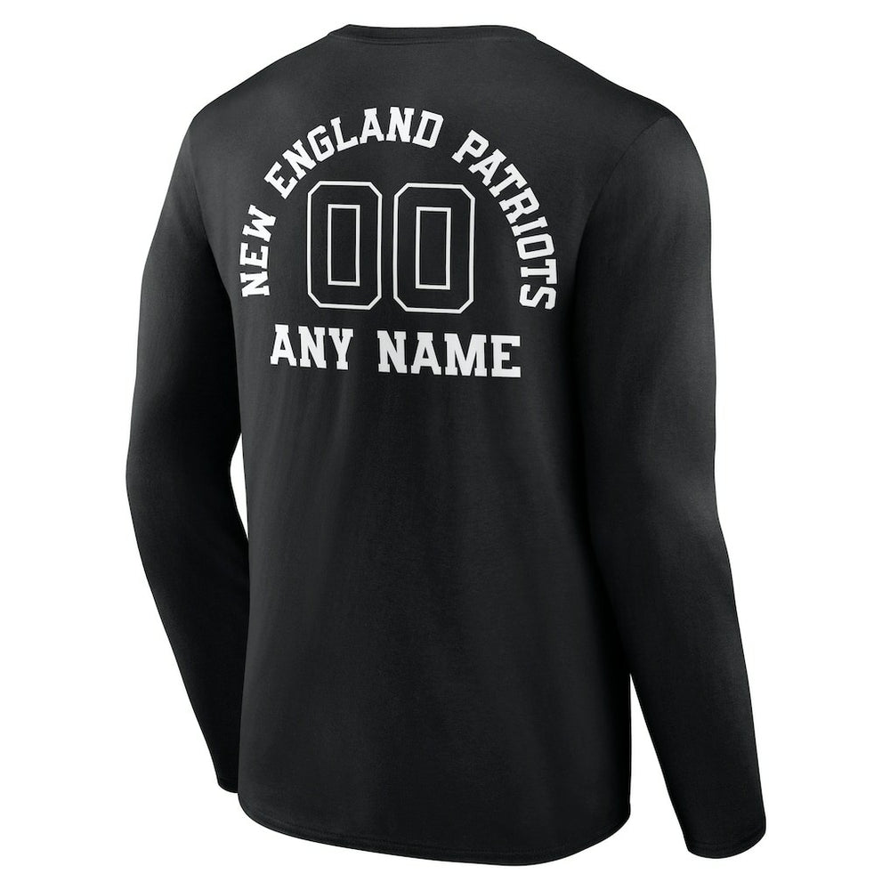 New England Patriots Personalized Name & Number Monochrome Long Sleeve T-Shirt Black - NFL