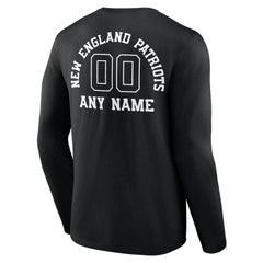New England Patriots Personalized Name & Number Monochrome Long Sleeve T-Shirt Black - NFL