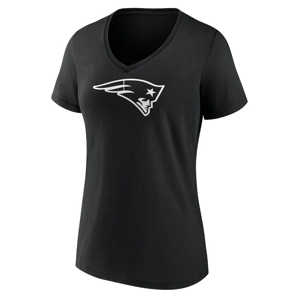 New England Patriots Women's Personalized Name & Number Monochrome V-Neck T-Shirt Black - NFL