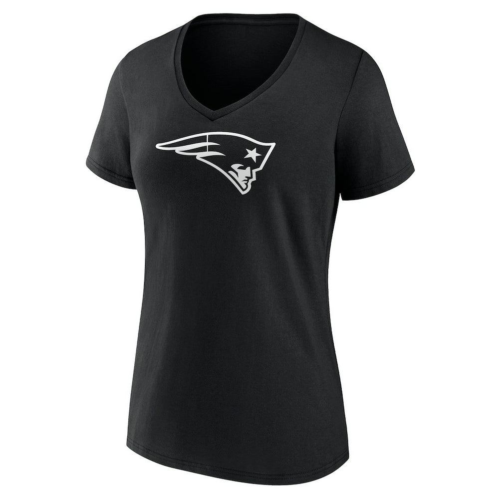 New England Patriots Women's Personalized Name & Number Monochrome V-Neck T-Shirt Black - NFL