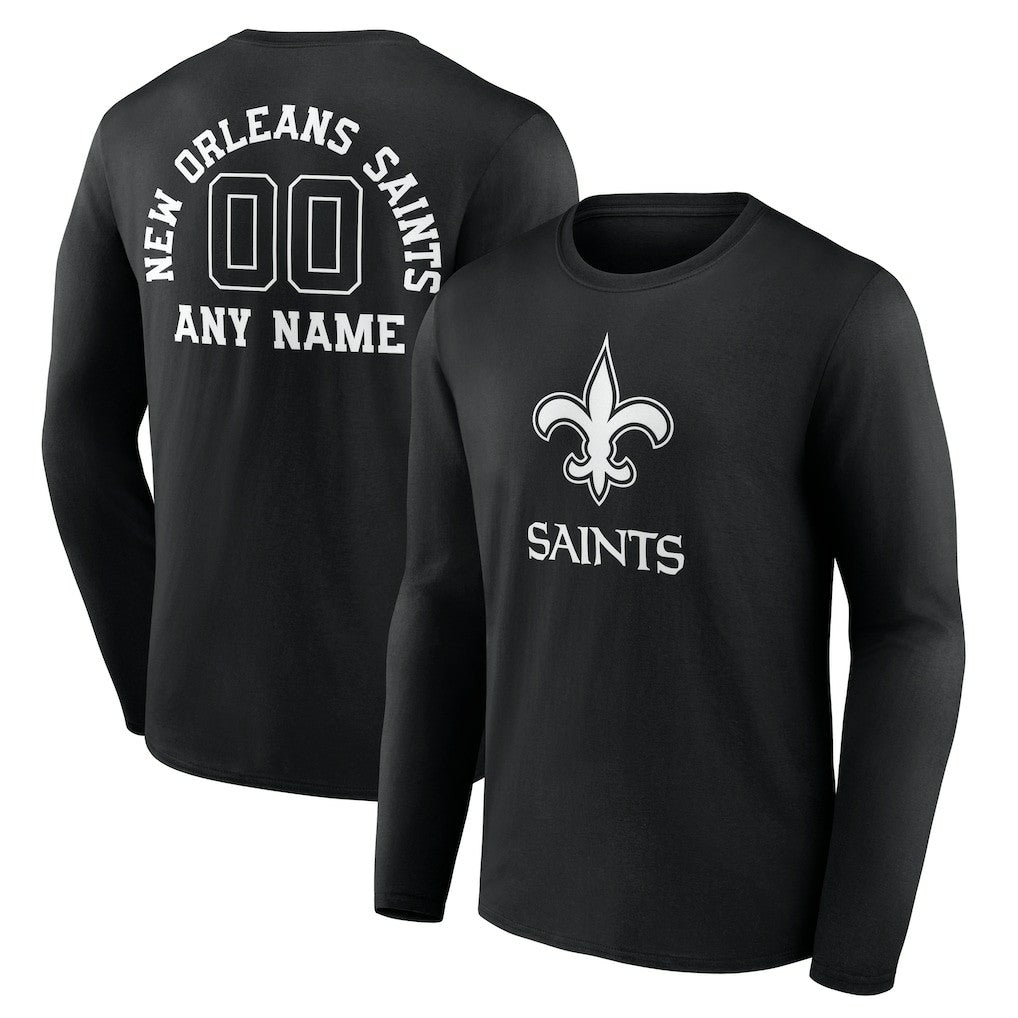 New Orleans Saints Personalized Name & Number Monochrome Long Sleeve T-Shirt Black - NFL