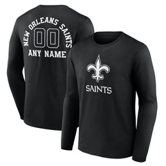 New Orleans Saints Personalized Name & Number Monochrome Long Sleeve T-Shirt Black - NFL