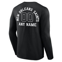New Orleans Saints Personalized Name & Number Monochrome Long Sleeve T-Shirt Black - NFL