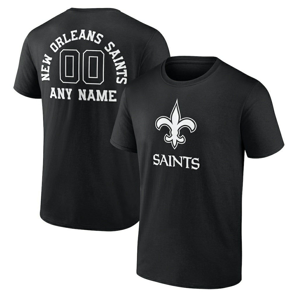 New Orleans Saints Personalized Name & Number Monochrome T-Shirt Black - NFL