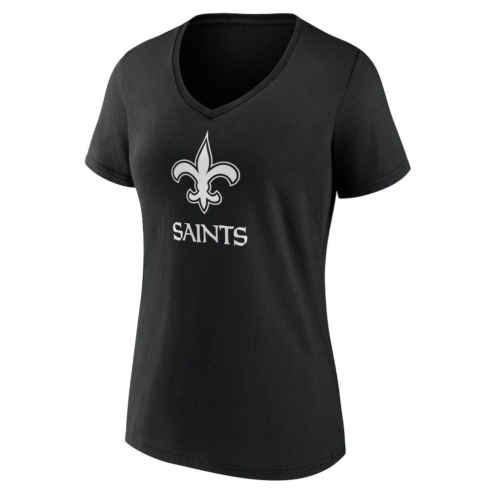New Orleans Saints Women's Personalized Name & Number Monochrome V-Neck T-Shirt Black - NFL