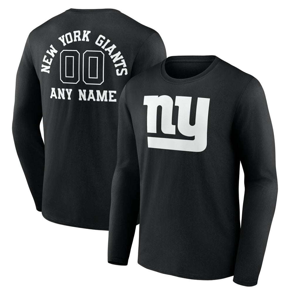 New York Giants Personalized Name & Number Monochrome Long Sleeve T-Shirt Black - NFL