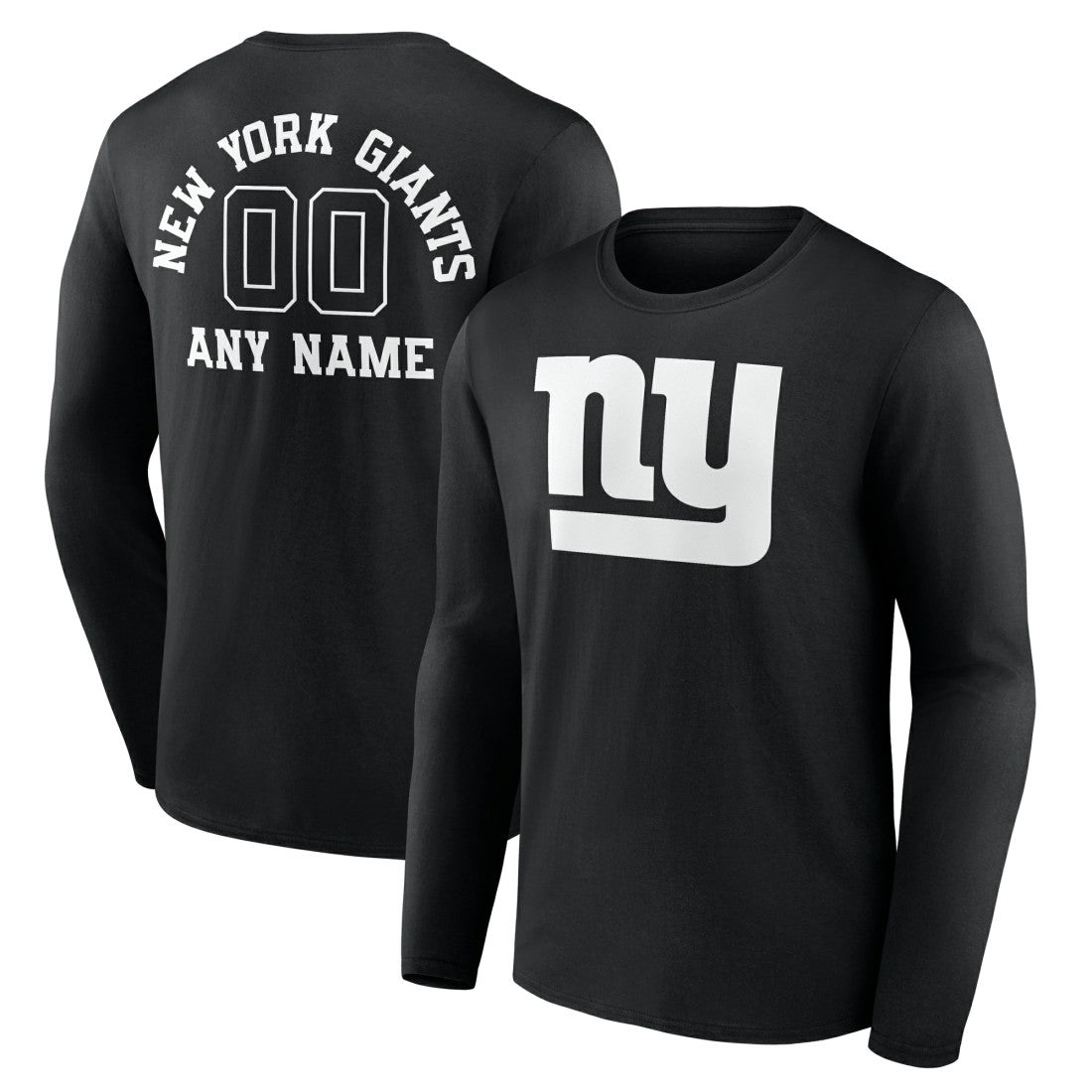 New York Giants Personalized Name & Number Monochrome Long Sleeve T-Shirt Black - NFL
