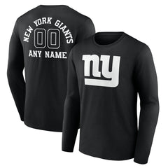 New York Giants Personalized Name & Number Monochrome Long Sleeve T-Shirt Black - NFL