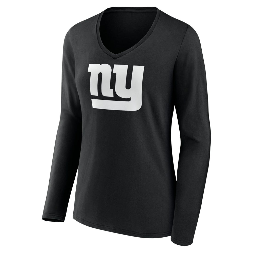 New York Giants Women's Personalized Name & Number Monochrome Long Sleeve V-Neck T-Shirt Black - NFL