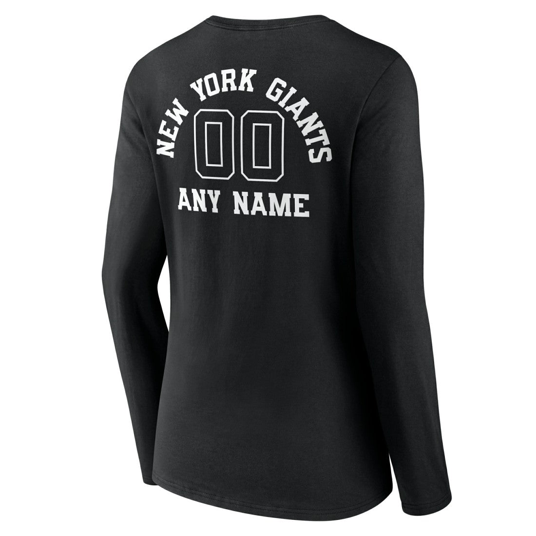 New York Giants Women's Personalized Name & Number Monochrome Long Sleeve V-Neck T-Shirt Black - NFL