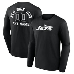 New York Jets Personalized Name & Number Monochrome Long Sleeve T-Shirt Black - NFL