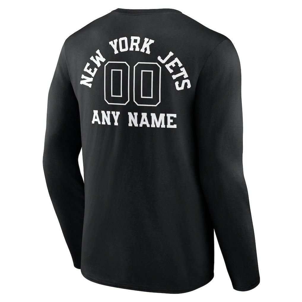 New York Jets Personalized Name & Number Monochrome Long Sleeve T-Shirt Black - NFL