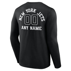 New York Jets Personalized Name & Number Monochrome Long Sleeve T-Shirt Black - NFL