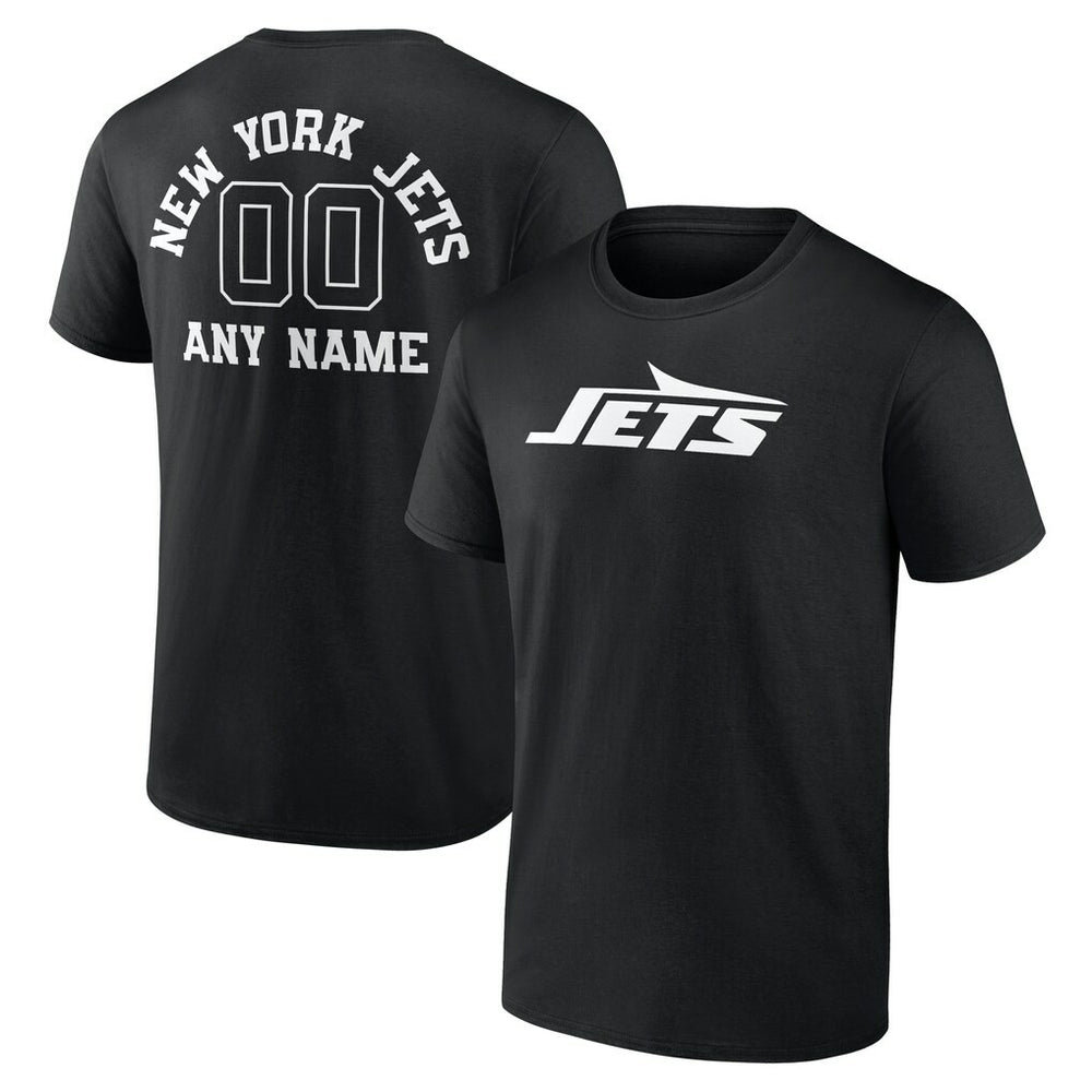New York Jets Personalized Name & Number Monochrome T-Shirt Black - NFL