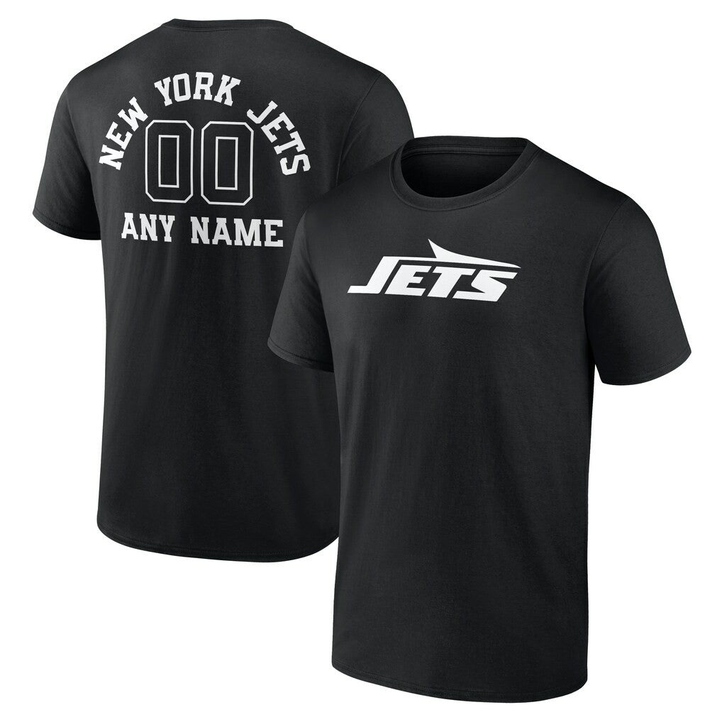New York Jets Personalized Name & Number Monochrome T-Shirt Black - NFL
