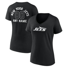 New York Jets Women's Personalized Name & Number Monochrome V-Neck T-Shirt Black - NFL