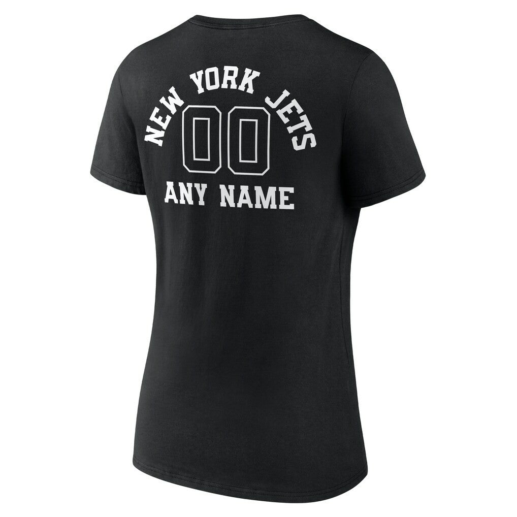 New York Jets Women's Personalized Name & Number Monochrome V-Neck T-Shirt Black - NFL