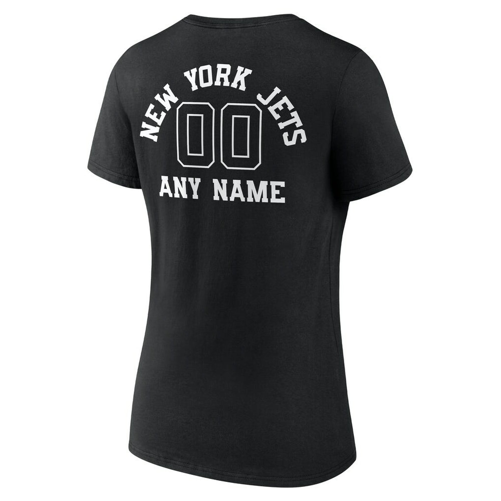 New York Jets Women's Personalized Name & Number Monochrome V-Neck T-Shirt Black - NFL
