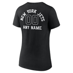New York Jets Women's Personalized Name & Number Monochrome V-Neck T-Shirt Black - NFL
