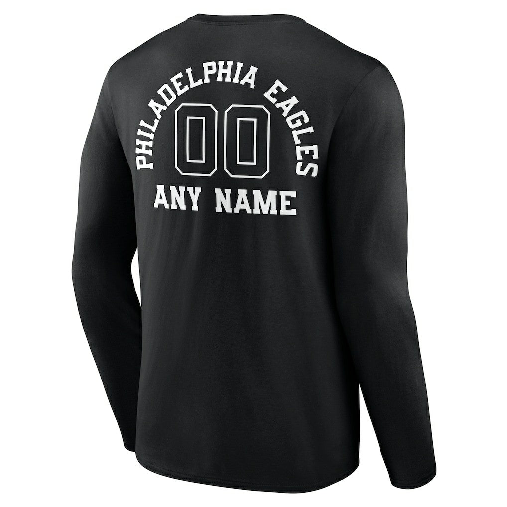 Philadelphia Eagles Personalized Name & Number Monochrome Long Sleeve T-Shirt Black - NFL