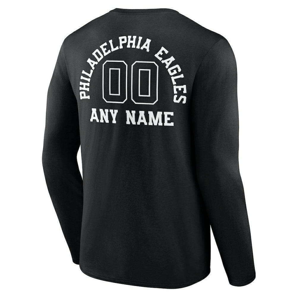Philadelphia Eagles Personalized Name & Number Monochrome Long Sleeve T-Shirt Black - NFL