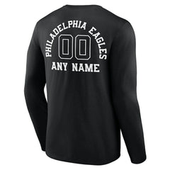 Philadelphia Eagles Personalized Name & Number Monochrome Long Sleeve T-Shirt Black - NFL