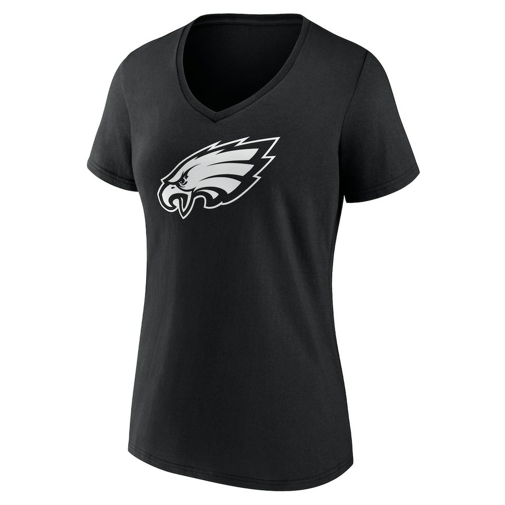 Philadelphia Eagles Women's Personalized Name & Number Monochrome V-Neck T-Shirt Black - NFL
