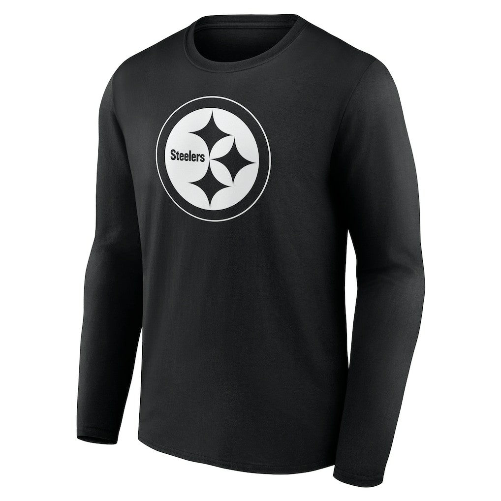 Pittsburgh Steelers Personalized Name & Number Monochrome Long Sleeve T-Shirt Black - NFL