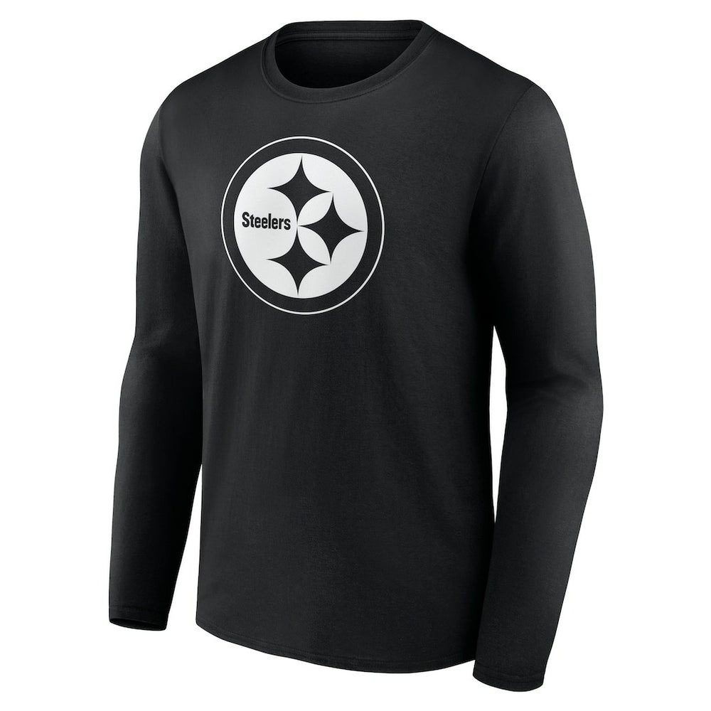 Pittsburgh Steelers Personalized Name & Number Monochrome Long Sleeve T-Shirt Black - NFL