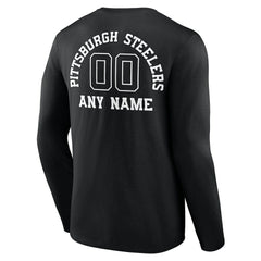 Pittsburgh Steelers Personalized Name & Number Monochrome Long Sleeve T-Shirt Black - NFL