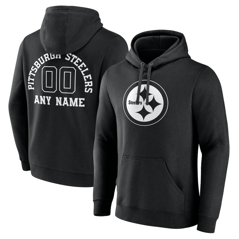 Pittsburgh Steelers Personalized Name & Number Pullover Hoodie Black - NFL