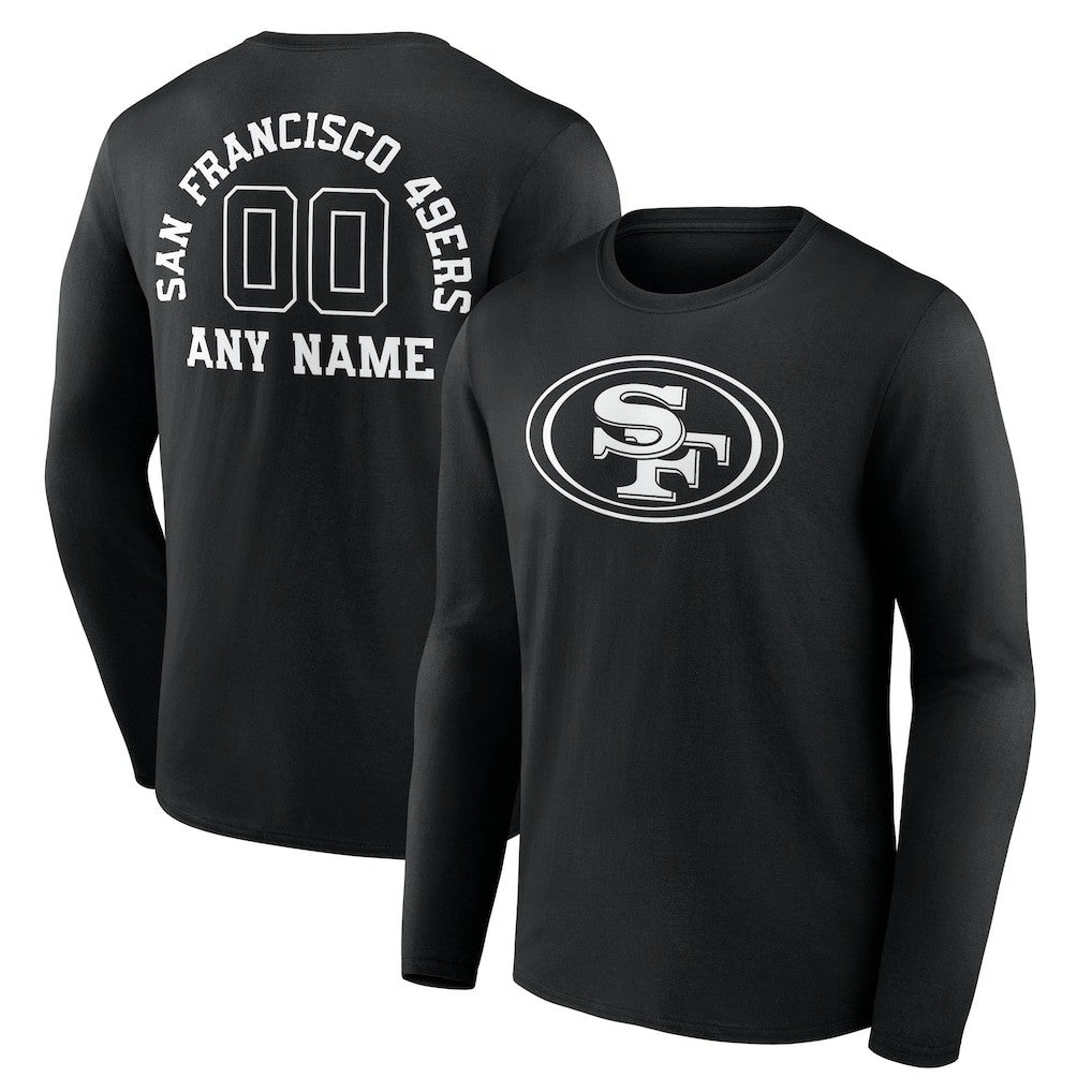 San Francisco 49ers Personalized Name & Number Monochrome Long Sleeve T-Shirt Black - NFL